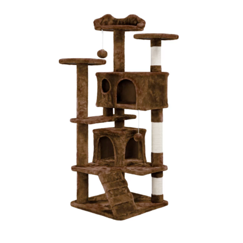 Torre de cuerda de sisal para escalar para gatos: ¡patio de juegos para gatos de varios niveles con casas y perchas!