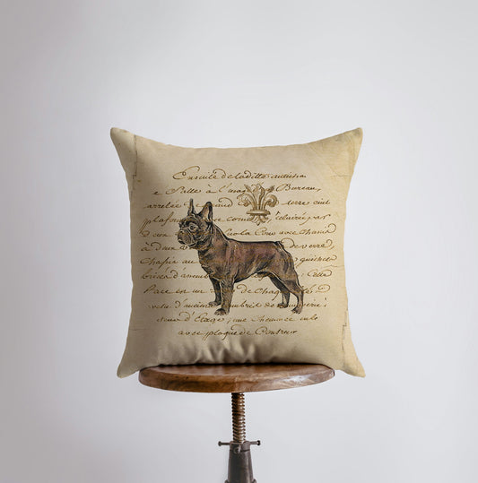 Elegant French Bulldog Throw Pillow – Vintage-Inspired Home Décor