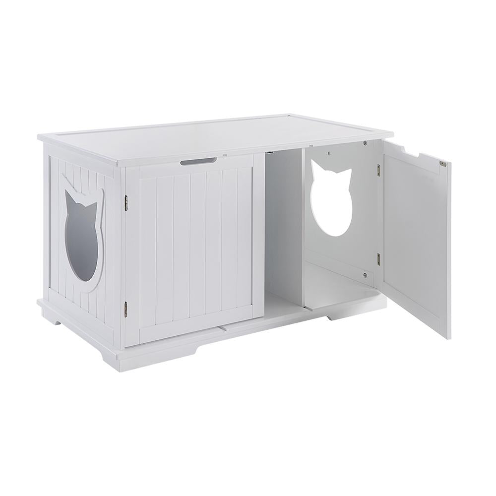 Banco de baño para gatos extragrande: ¡caja de arena con estilo y mesita de noche!