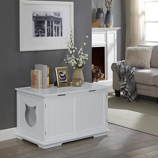 X-Large Cat Washroom Bench – Stylish Litter Box Enclosure & Nightstand!