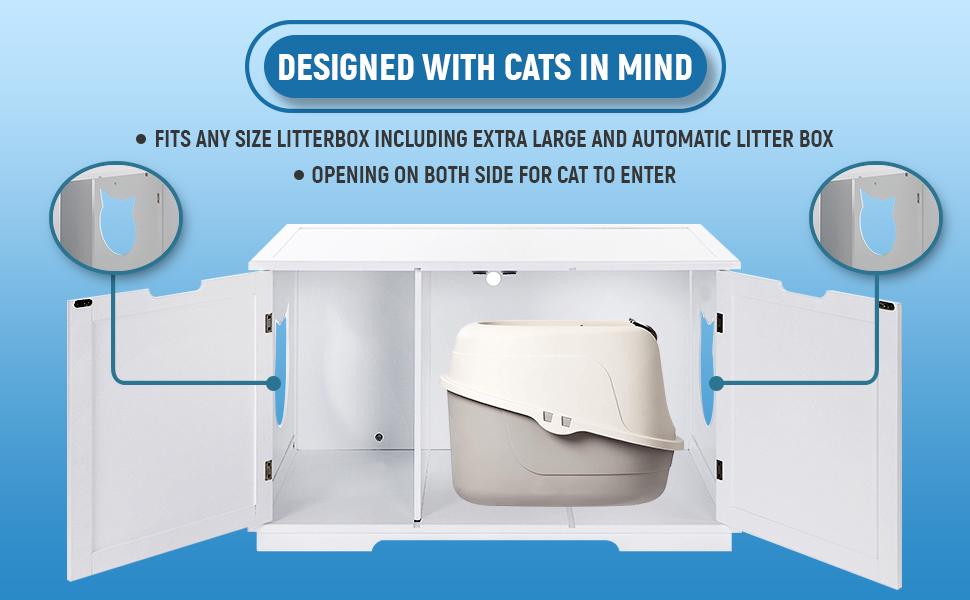 Banco de baño para gatos extragrande: ¡caja de arena con estilo y mesita de noche!