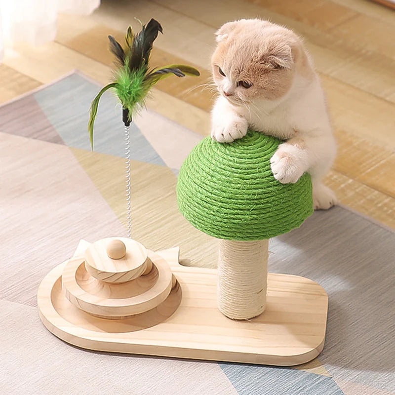 Rascador con forma de árbol para mascotas con juguete: ¡juego interactivo para gatos y rascadores!