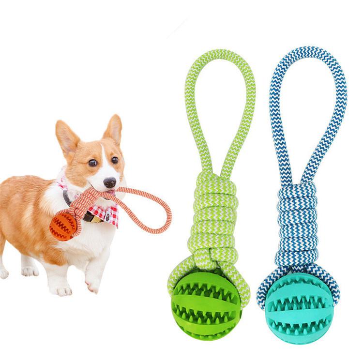 Durable Rubber Ball Chew Toy with Cotton Rope – Keep Your Pup Happy & Healthy!