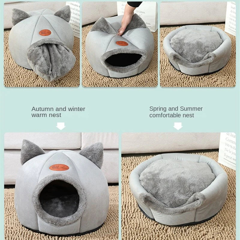 Acogedora cama para mascotas 2 en 1: ¡un hogar suave y elegante para gatos y perros pequeños!