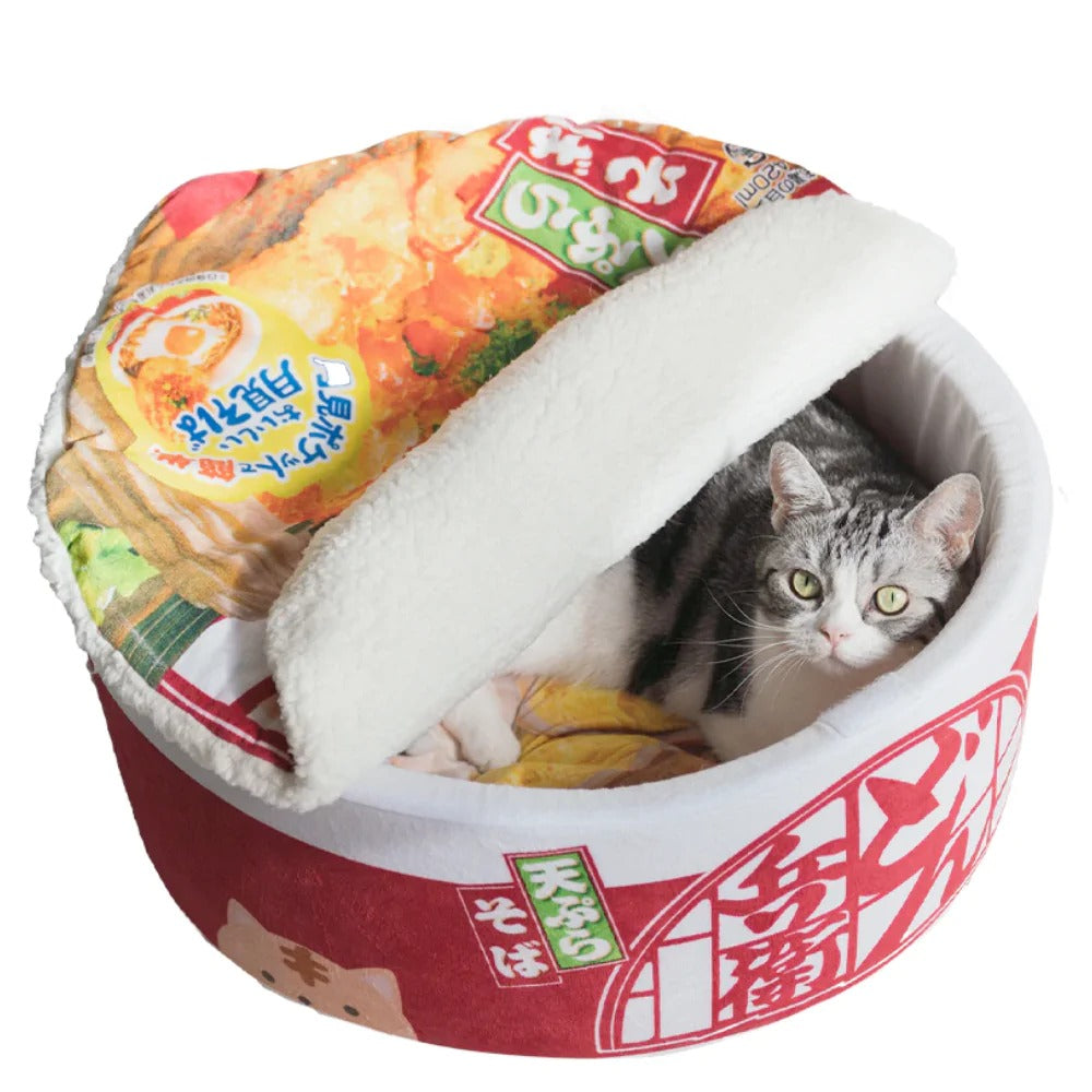 Cama acolchada Ramen para mascotas: ¡un refugio acogedor y adorable para gatos y perros pequeños!