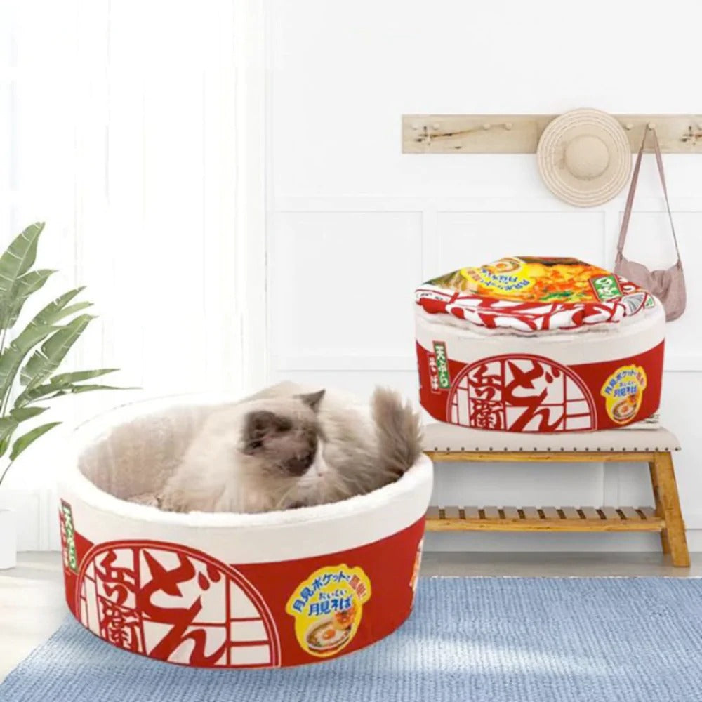 Cama acolchada Ramen para mascotas: ¡un refugio acogedor y adorable para gatos y perros pequeños!