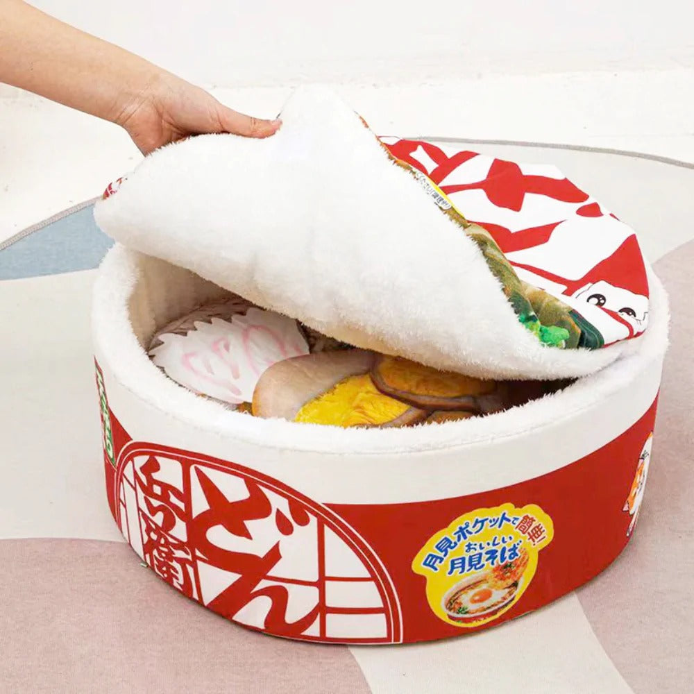 Pet Ramen Cushion Bed – Cozy & Adorable Retreat for Cats and Small Dogs!