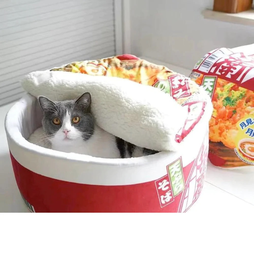 Cama acolchada Ramen para mascotas: ¡un refugio acogedor y adorable para gatos y perros pequeños!