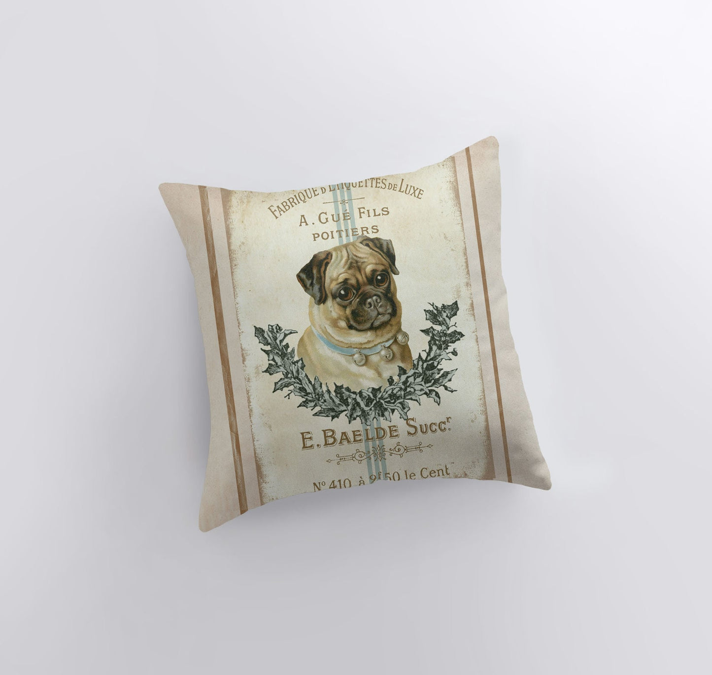 Funda de almohada vintage con diseño de pug francés: decoración del hogar con estilo rústico