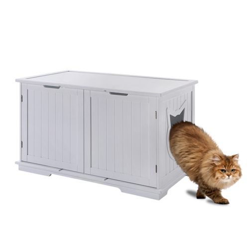 Banco de baño para gatos extragrande: ¡caja de arena con estilo y mesita de noche!