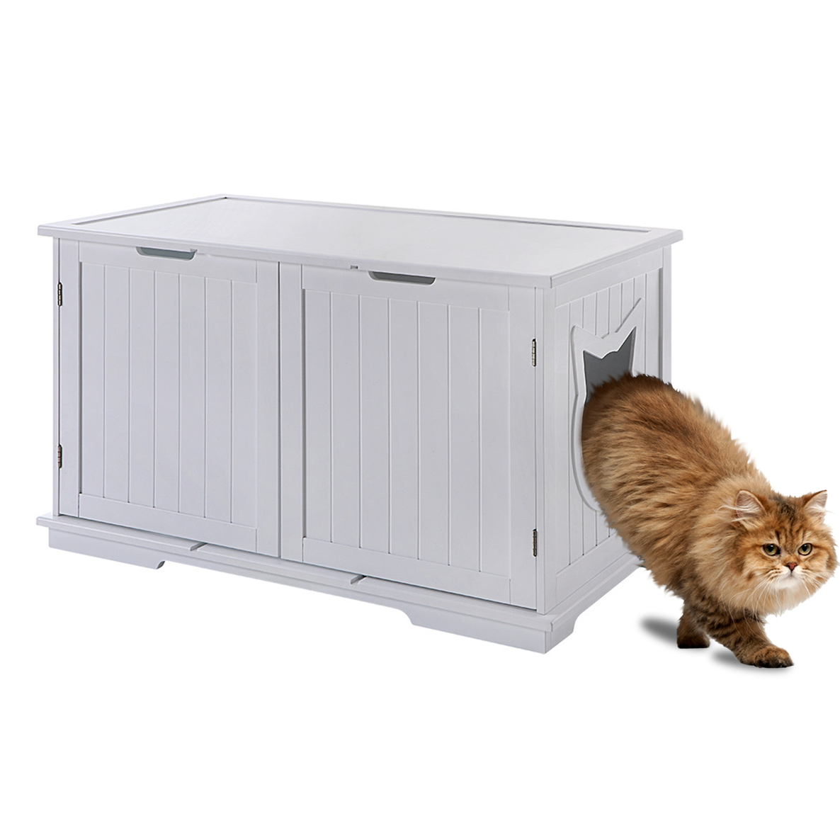 Banco de baño para gatos extragrande: ¡caja de arena con estilo y mesita de noche!