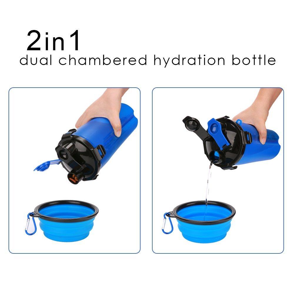 Botella de agua para perros 2 en 1 con recipiente plegable: ¡el compañero de viaje definitivo para tu mascota!