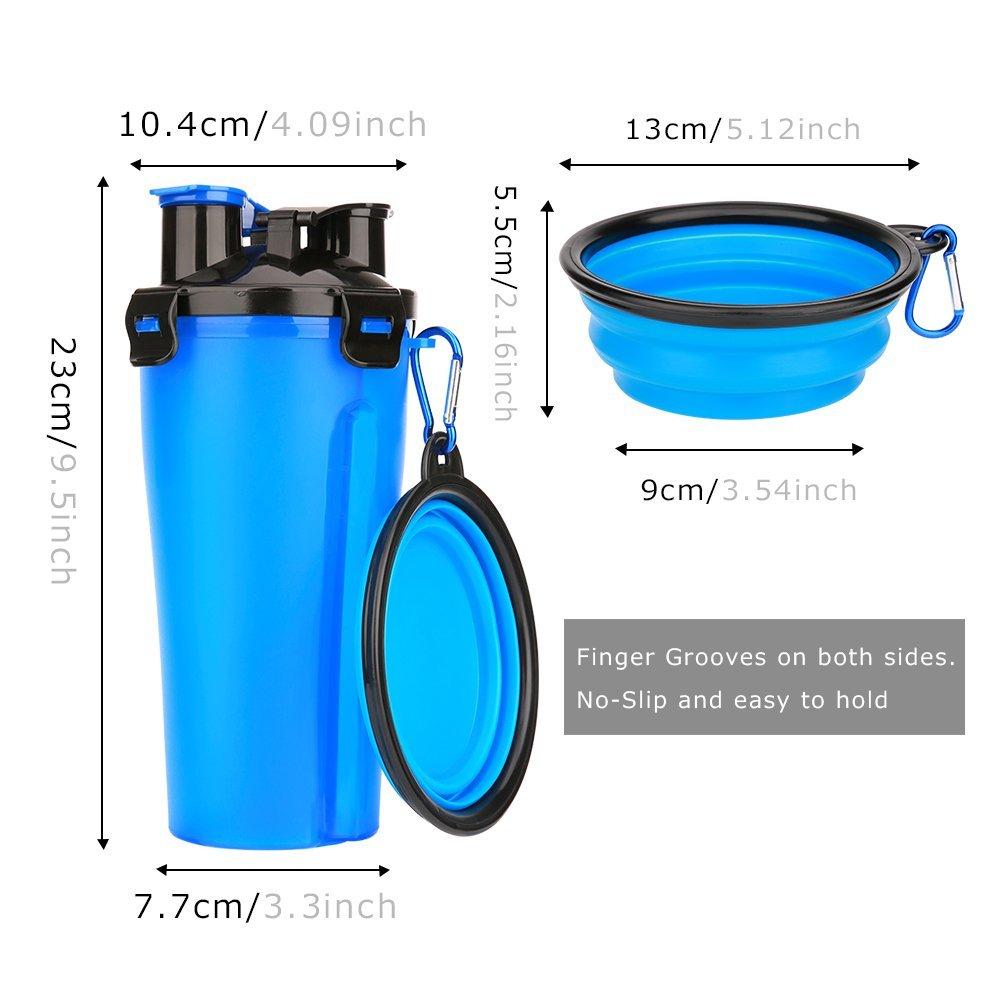 Botella de agua para perros 2 en 1 con recipiente plegable: ¡el compañero de viaje definitivo para tu mascota!