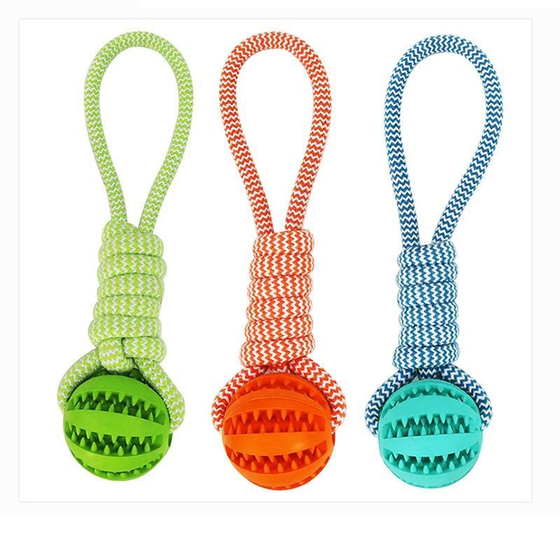 Durable Rubber Ball Chew Toy with Cotton Rope – Keep Your Pup Happy & Healthy!