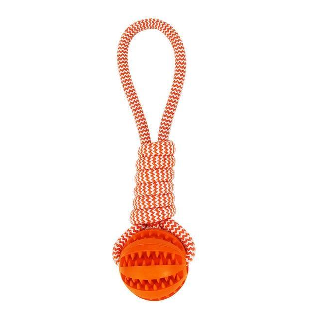 Durable Rubber Ball Chew Toy with Cotton Rope – Keep Your Pup Happy & Healthy!